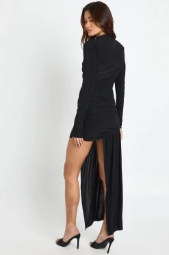 Robe mini à drapé avec col montant