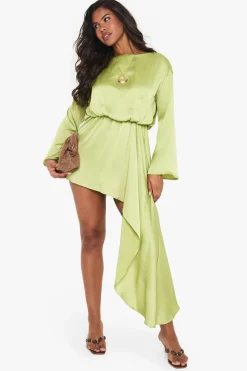 boohoo Robe mini drapée blouson à encolure bateau<Femme Robes Courtes|Robes À Manches Longues