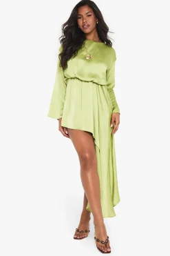 boohoo Robe mini drapée blouson à encolure bateau<Femme Robes Courtes|Robes À Manches Longues