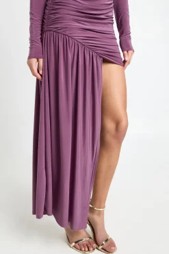 Robe mini drapée à col montant