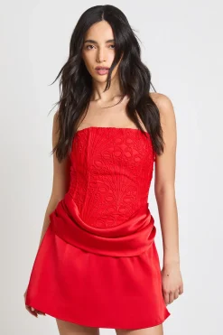 boohoo Robe Mini Drapée Corset En Dentelle Florale Transparente Texturée<Femme Robes Corset|Satin Et Dentelle