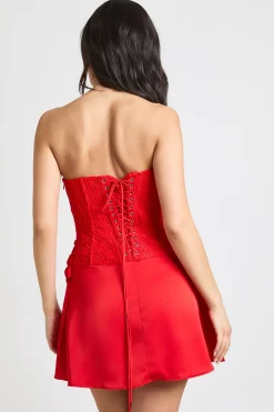 boohoo Robe Mini Drapée Corset En Dentelle Florale Transparente Texturée<Femme Robes Corset|Satin Et Dentelle