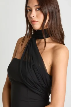 Robe mini drapée en maille mixte