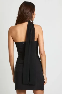 Robe mini drapée en maille mixte
