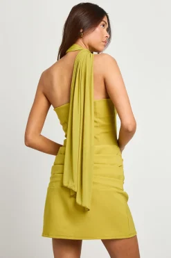 Robe Mini Drapée en Tissu en Maille Mixte