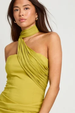 Robe Mini Drapée en Tissu en Maille Mixte