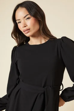 Robe Mini Droite en Scuba avec Ceinture
