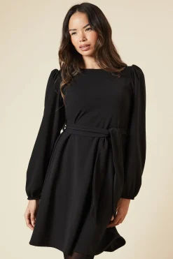 Robe Mini Droite en Scuba avec Ceinture