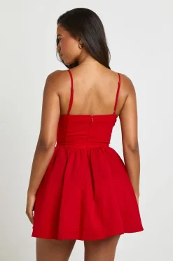 Robe Mini À Détail Corset Et Ourlet En Dentelle