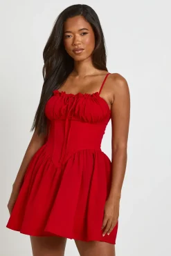 Robe Mini À Détail Corset Et Ourlet En Dentelle