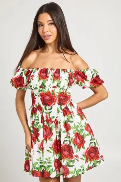 Robe Mini À Détail Corset Fleuri