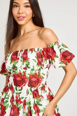Robe Mini À Détail Corset Fleuri