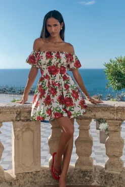 Robe Mini À Détail Corset Fleuri