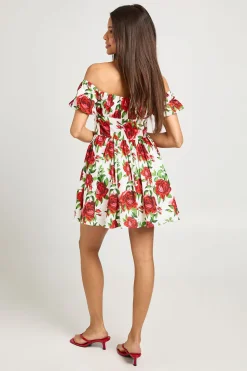 Robe Mini À Détail Corset Fleuri