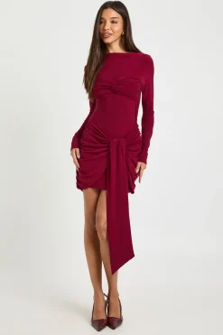 boohoo Robe Mini à Détail Torsadé Froncé<Femme Robes Moulantes|Robes À Manches Longues