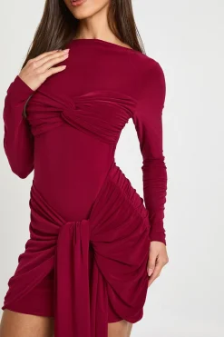 boohoo Robe Mini à Détail Torsadé Froncé<Femme Robes Moulantes|Robes À Manches Longues