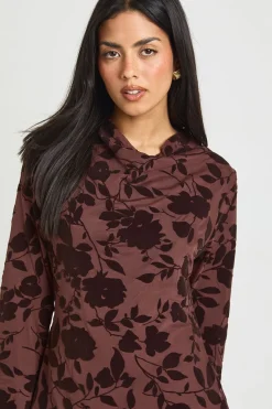 Robe Mini Dévorée à Col Bénitier Haut