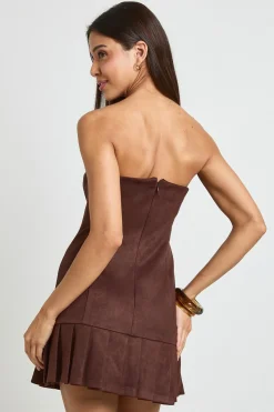 boohoo Robe Mini À Effet Daim Avec Ourlet Plissé Tombant<Femme Toutes Les Robes|Robes