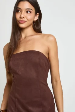 boohoo Robe Mini À Effet Daim Avec Ourlet Plissé Tombant<Femme Toutes Les Robes|Robes