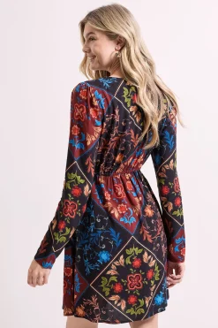 Dorothy Perkins Robe Mini Empire à Manches Longues avec Détail d'Épaules Froncées<Femme Toutes Les Robes|Robes À Manches Longues