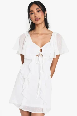 boohoo Robe Mini en Chiffon Dobby à Volants<Femme Robes|Toutes Les Robes