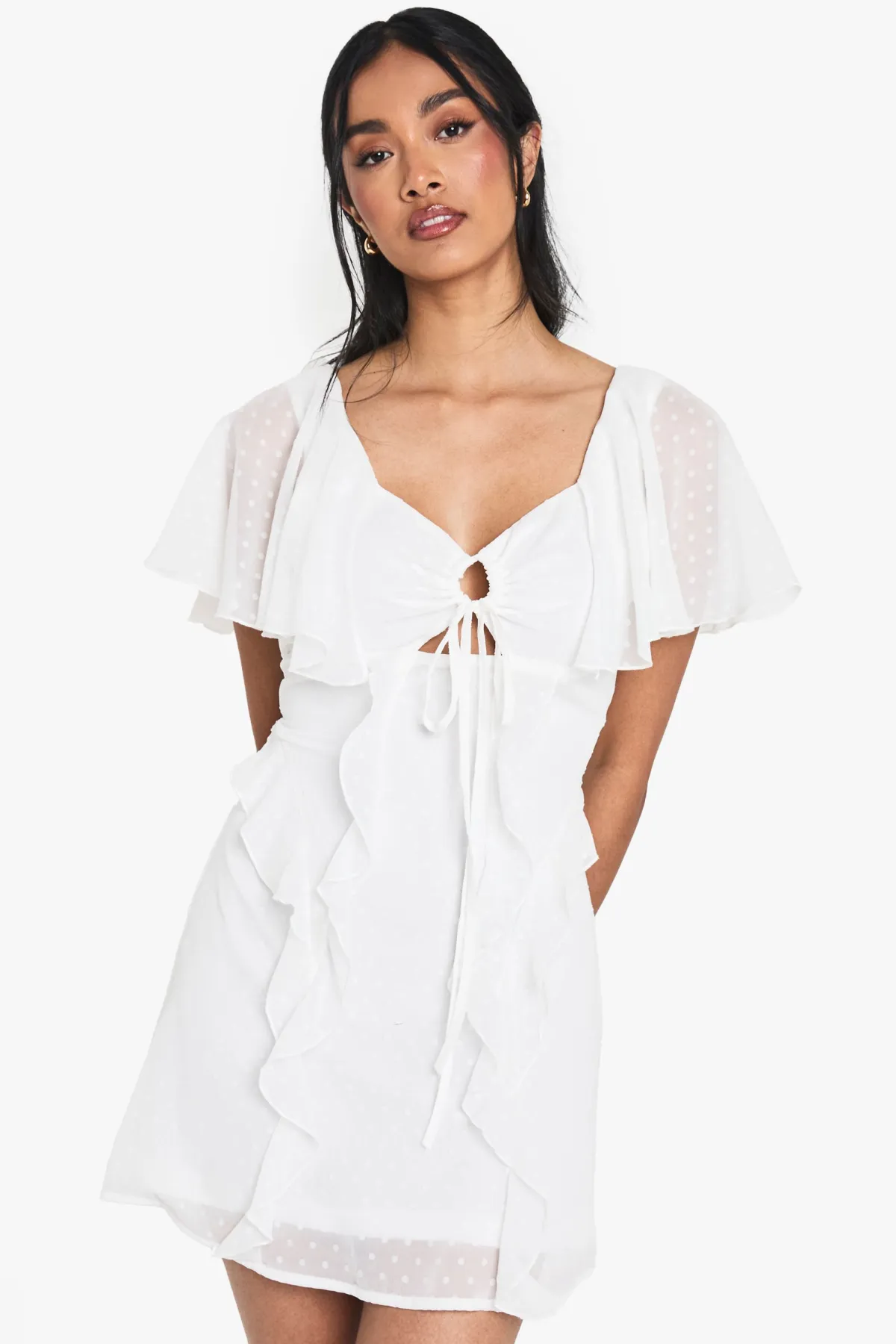 boohoo Robe Mini en Chiffon Dobby à Volants<Femme Robes|Toutes Les Robes
