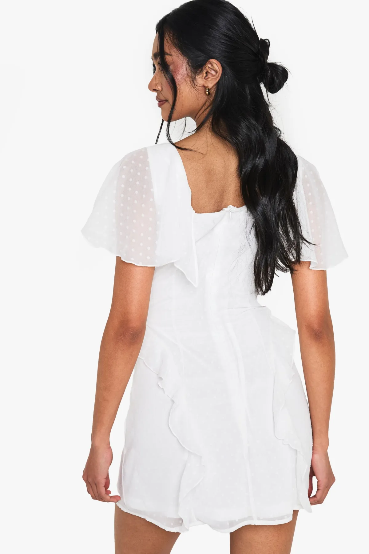 boohoo Robe Mini en Chiffon Dobby à Volants<Femme Robes|Toutes Les Robes