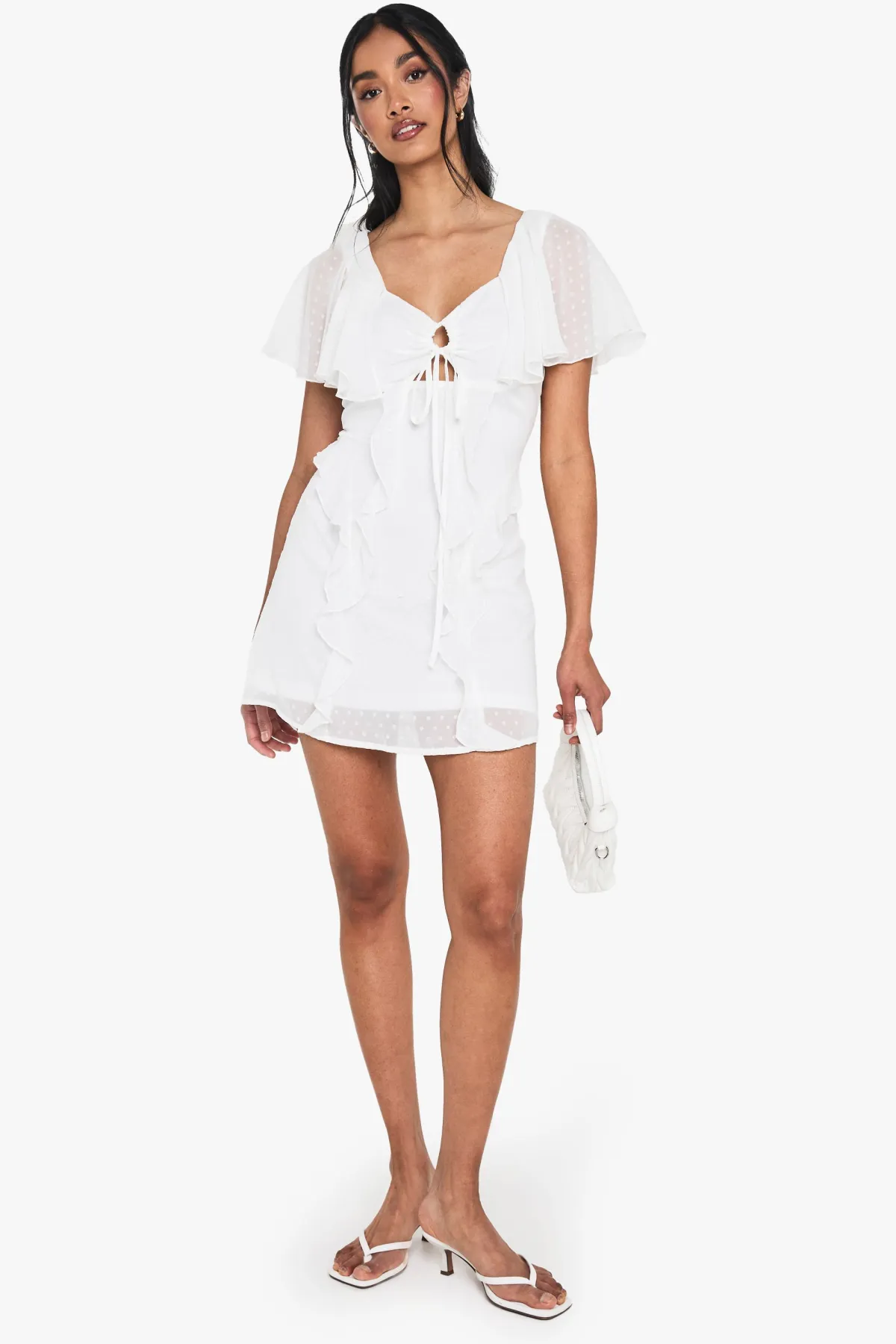 boohoo Robe Mini en Chiffon Dobby à Volants<Femme Robes|Toutes Les Robes