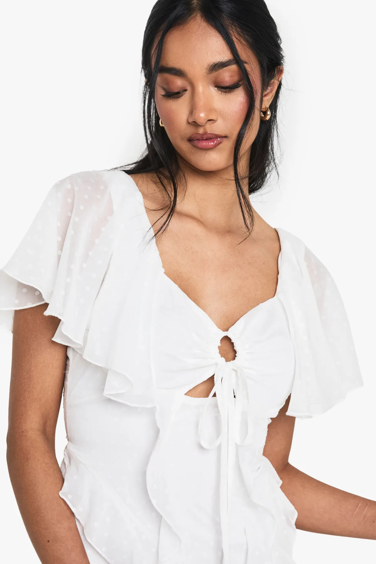 boohoo Robe Mini en Chiffon Dobby à Volants<Femme Robes|Toutes Les Robes