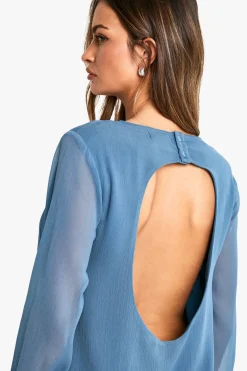 boohoo Robe Mini en Chiffon Froissé à Volants<Femme Robes Courtes|Robes À Manches Longues