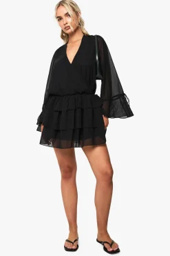 boohoo Robe mini en chiffon à manches longues<Femme Robes Courtes|Robes À Manches Longues