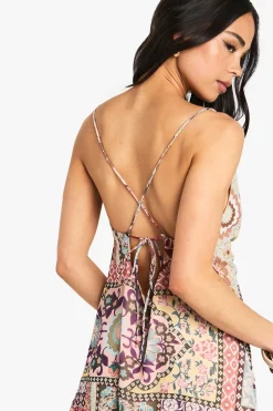 boohoo Robe mini en chiffon Paisley<Femme Robes Bohème|Robes