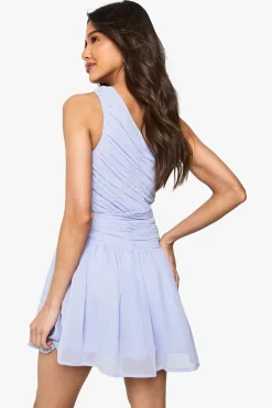 Robe mini en chiffon à une épaule avec drapé