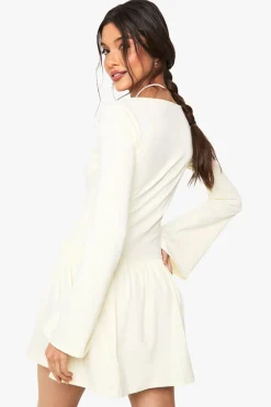 boohoo Robe mini à encolure carrée, épaules tombantes et ourlet bouffant<Femme Robes Patineuses|Robes À Manches Longues