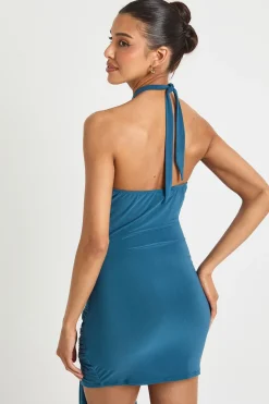 Robe mini à encolure halterneck avec détail noué