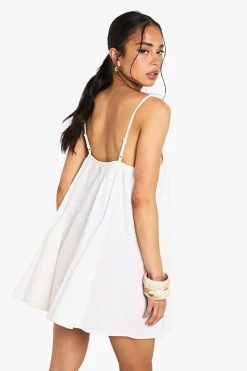 Robe mini en coton à ourlet godet swing