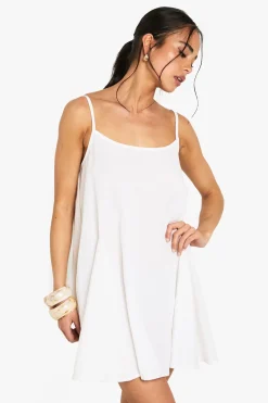 Robe mini en coton à ourlet godet swing