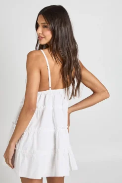 Robe Mini en Coton à Volants Brodés