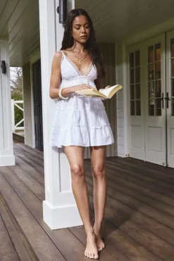 Robe Mini en Coton à Volants Brodés
