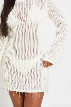 Robe Mini En Crochet Avec Ourlet Perlé