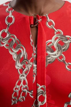 KarenMillen Robe Mini en Crêpe Imprimé Chaîne<Femme Robes À Manches Longues|Robes