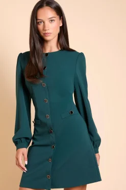 Robe Mini en Crêpe Scuba avec Détails Boutonnés