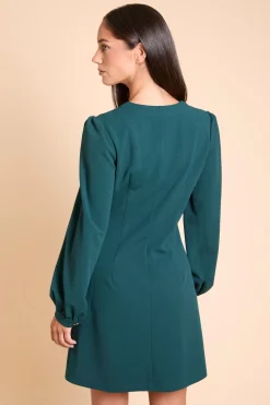 Robe Mini en Crêpe Scuba avec Détails Boutonnés
