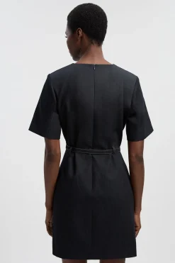 Robe Mini en Denim Ajustée avec Ceinture