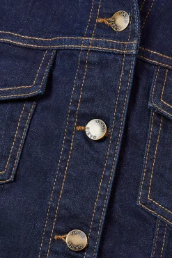 Robe Mini en Denim Ajustée à Manches Longues