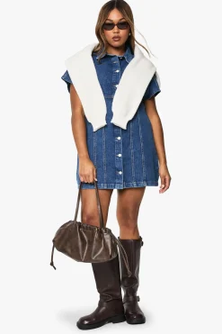 Robe mini en denim boutonnée grande taille