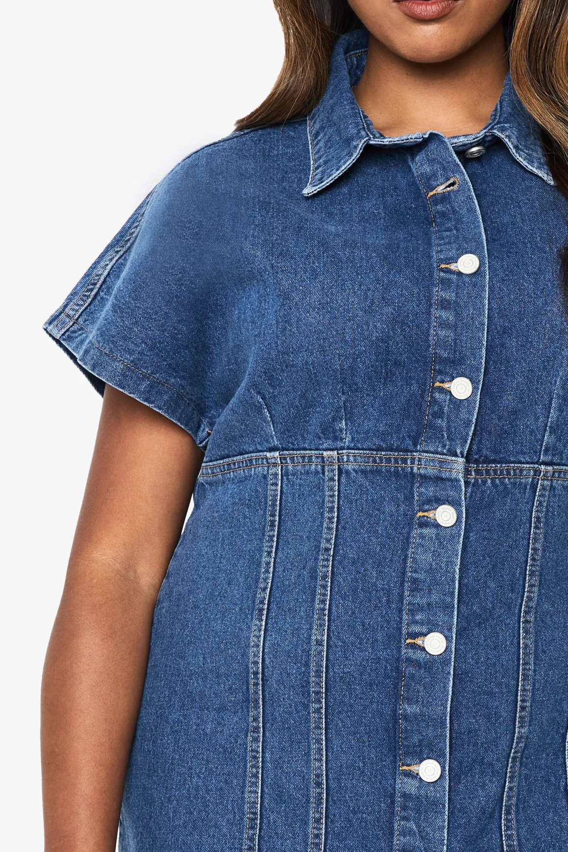 Robe mini en denim boutonnée grande taille