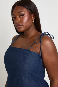 Robe Mini En Denim Grande Taille À Ourlet Asymétrique