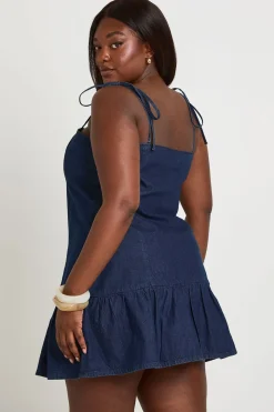 Robe Mini En Denim Grande Taille À Ourlet Asymétrique