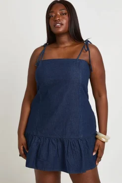 Robe Mini En Denim Grande Taille À Ourlet Asymétrique